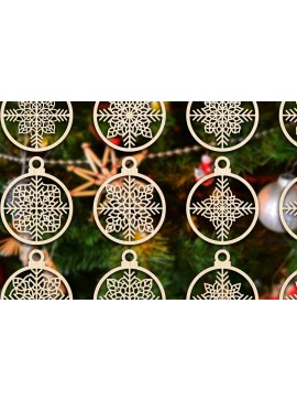 Σετ των 3 Intra απο ξύλο plywood 3mm-4mm πάχος Χριστουγεννιάτικο στολίδι Δίασταση 8x8 cm INTRAFABR-79667522