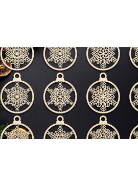 Σετ των 3 Intra απο ξύλο plywood 3mm-4mm πάχος Χριστουγεννιάτικο στολίδι Δίασταση 8x8 cm INTRAFABR-79668063