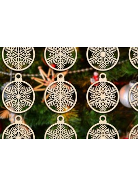 Σετ των 3 Intra απο ξύλο plywood 3mm-4mm πάχος Χριστουγεννιάτικο στολίδι Δίασταση 8x8 cm INTRAFABR-79666382