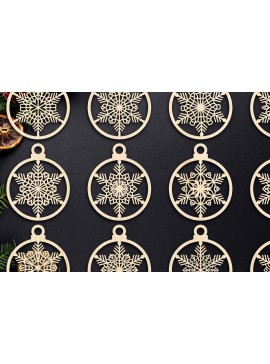 Σετ των 3 Intra απο ξύλο plywood 3mm-4mm πάχος Χριστουγεννιάτικο στολίδι Δίασταση 8x8 cm INTRAFABR-79666386