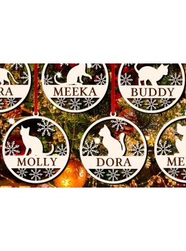 Σετ των 3 Intra απο ξύλο plywood 3mm-4mm πάχος Χριστουγεννιάτικο Στολίδι Cat Δίασταση 8x8 cm INTRAFABR-40658341