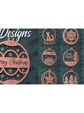 Σετ των 3 Intra απο ξύλο plywood 3mm-4mm πάχος Χριστουγεννιάτικο στολίδι Σχέδιο Δίασταση 8x8 cm INTRAFABR-79660127