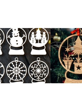 Σετ των 3 Intra απο ξύλο plywood 3mm-4mm πάχος Χριστουγεννιάτικου Στολίδι Paper Cut Δίασταση 8x8 cm INTRAFABR-83625778