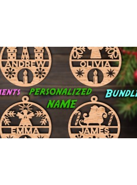 Σετ των 3 Intra απο ξύλο plywood 3mm-4mm πάχος Χριστουγεννιάτικο Στολίδι Προσωποποιημένο 2 Δίασταση 8x8 cm INTRAFABR-41208967