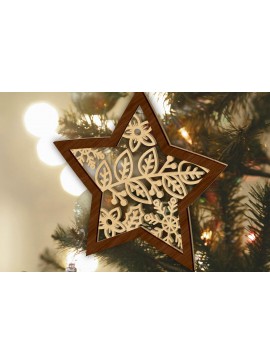 Σετ των 3 Intra απο ξύλο plywood 3mm-4mm πάχος Χριστουγεννιάτικο στολίδι, πρότυπο ντεκόρ αστεριών Δίασταση 4x4 cm INTRAFABR-85268767