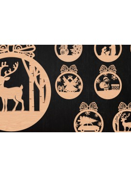 Σετ των 3 Intra απο ξύλο plywood 3mm-4mm πάχος χριστουγεννιάτικων στολιδιών Δίασταση 8x8 cm INTRAFABR-110388357