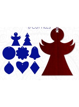 Σετ των 3 Intra απο ξύλο plywood 3mm-4mm πάχος Χριστουγεννιάτικο Στολίδι , Δίασταση 8x8 cm INTRAFABR-10162161