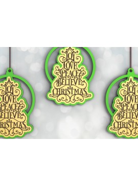 Σετ των 3 Intra απο ξύλο plywood 3mm-4mm πάχος Χριστουγεννιάτικο Στολίδι | | Λέιζερ | Χαρά Δίασταση 8x8 cm INTRAFABR-85487513