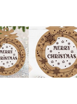 Σετ των 3 Intra απο ξύλο plywood 3mm-4mm πάχος Χριστουγεννιάτικο Στολίδι , Στολίδι  C Δίασταση 8x8 cm INTRAFABR-109694917