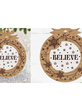 Σετ των 3 Intra απο ξύλο plywood 3mm-4mm πάχος Χριστουγεννιάτικο Στολίδι , Στολίδι  C Δίασταση 8x8 cm INTRAFABR-110206498