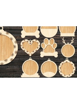 Σετ των 2 Intra απο ξύλο plywood 3mm-4mm πάχος Δέσμη προτύπων χριστουγεννιάτικων στολιδιών Δίασταση 15x15 cm INTRAFABR-109029399