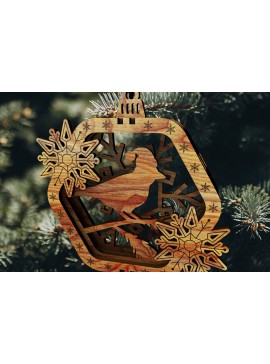 Σετ των 3 Intra απο ξύλο plywood 3mm-4mm πάχος Χριστουγεννιάτικο στολίδι με πουλί Δίασταση 3x3 cm INTRAFABR-111940780