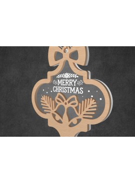 Σετ των 3 Intra απο ξύλο plywood 3mm-4mm πάχος Χριστουγεννιάτικο Στολίδι με Φιόγκο & Καμπάνες Δίασταση 8x8 cm INTRAFABR-108957591