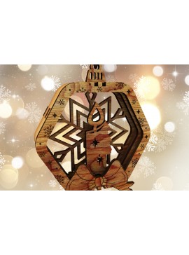 Σετ των 3 Intra απο ξύλο plywood 3mm-4mm πάχος Χριστουγεννιάτικο στολίδι με κερί Δίασταση 3x3 cm INTRAFABR-111884904