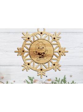 Σετ των 3 Intra απο ξύλο plywood 3mm-4mm πάχος Χριστουγεννιάτικο στολίδι με κομμένο πιγκουίνου Δίασταση 4x4 cm INTRAFABR-108814080