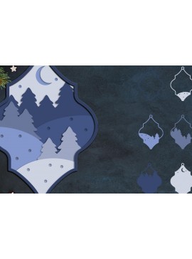 Σετ των 3 Intra απο ξύλο plywood 3mm-4mm πάχος Χριστουγεννιάτικο Στολίδι με Χειμερινή Σκηνή Δίασταση 8x8 cm INTRAFABR-84394007