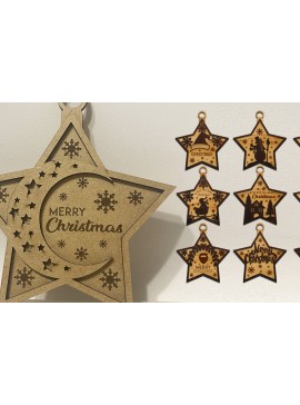 Σετ των 3 Intra απο ξύλο plywood 3mm-4mm πάχος Χριστουγεννιάτικα στολίδια Δίασταση 5x5 cm INTRAFABR-108093422