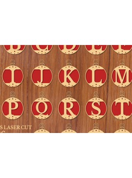 Σετ των 2 Intra απο ξύλο plywood 3mm-4mm πάχος Χριστουγεννιάτικα στολίδια Alphabet Δίασταση 12x12 cm INTRAFABR-107323874
