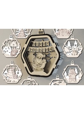 Σετ των 3 Intra απο ξύλο plywood 3mm-4mm πάχος Χριστουγεννιάτικων στολιδιών Δίασταση 3x3 cm INTRAFABR-111087594