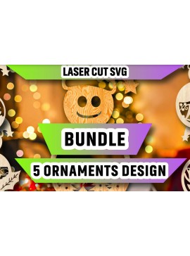 Σετ των 3 Intra απο ξύλο plywood 3mm-4mm πάχος Χριστουγεννιάτικα στολίδια Δέσμη Δίασταση 8x8 cm INTRAFABR-105218225