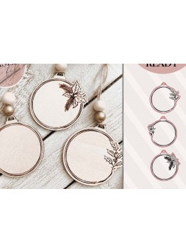 Σετ των 3 Intra απο ξύλο plywood 3mm-4mm πάχος Χριστουγεννιάτικων Στολίδι Δίασταση 8x8 cm INTRAFABR-72168614