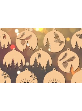 Σετ των 3 Intra απο ξύλο plywood 3mm-4mm πάχος Χριστουγεννιάτικα στολίδια Craft Cut Δίασταση 8x8 cm INTRAFABR-21547295