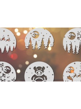 Σετ των 3 Intra απο ξύλο plywood 3mm-4mm πάχος Χριστουγεννιάτικα στολίδια κομμένο Δίασταση 8x8 cm INTRAFABR-20500646