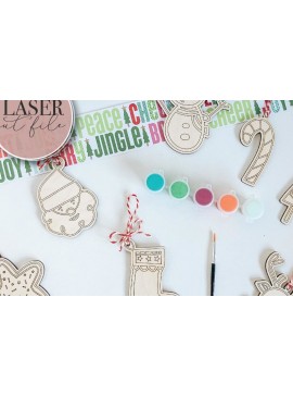 Σετ των 3 Intra απο ξύλο plywood 3mm-4mm πάχος Χριστουγεννιάτικα στολίδια για DiY Craft Kit Δίασταση 8x8 cm INTRAFABR-75549294