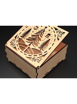 Σετ των 3 Intra απο ξύλο plywood 3mm-4mm πάχος Χριστουγεννιάτικα στολίδια Κουτί δώρου 02 Δίασταση 5x5 cm INTRAFABR-104951084