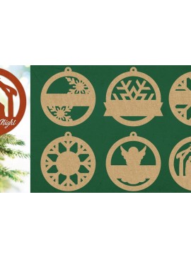 Σετ των 3 Intra απο ξύλο plywood 3mm-4mm πάχος κοπής με λέιζερ Χριστουγεννιάτικα στολίδια Δίασταση 8x8 cm INTRAFABR-123148033