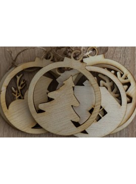 Σετ των 3 Intra απο ξύλο plywood 3mm-4mm πάχος κοπής με λέιζερ Χριστουγεννιάτικα στολίδια Δίασταση 4x4 cm INTRAFABR-82990413