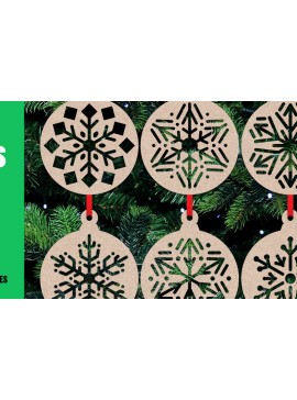 Σετ των 3 Intra απο ξύλο plywood 3mm-4mm πάχος Χριστουγεννιάτικα στολίδια κοπής με λέιζερ Νο.3 Δίασταση 8x8 cm INTRAFABR-20548418