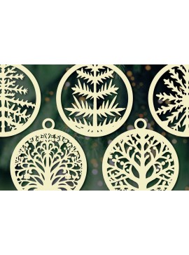 Σετ των 3 Intra απο ξύλο plywood 3mm-4mm πάχος Χριστουγεννιάτικα στολίδια Cut  Δίασταση 8x8 cm INTRAFABR-80776331