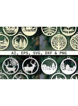 Σετ των 3 Intra απο ξύλο plywood 3mm-4mm πάχος Χριστουγεννιάτικα στολίδια Cut  Δίασταση 8x8 cm INTRAFABR-80831492