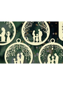 Σετ των 3 Intra απο ξύλο plywood 3mm-4mm πάχος Χριστουγεννιάτικα στολίδια Cut  Δίασταση 8x8 cm INTRAFABR-80835957