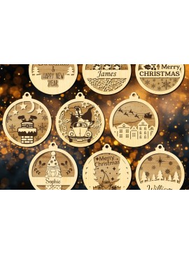 Σετ των 3 Intra απο ξύλο plywood 3mm-4mm πάχος Χριστουγεννιάτικα στολίδια 9 Δίασταση 3x3 cm INTRAFABR-108720844
