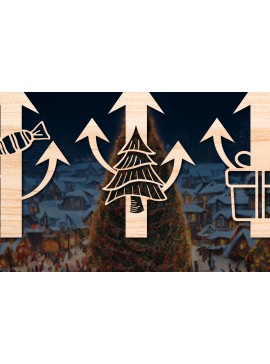 Σετ των 2 Intra απο ξύλο plywood 3mm-4mm πάχος Χριστουγεννιάτικα στολίδια Δίασταση 25x25 cm INTRAFABR-53534668