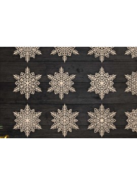 Σετ των 3 Intra απο ξύλο plywood 3mm-4mm πάχος Χριστουγεννιάτικα στολίδια Snowflake 100 Δίασταση 8x8 cm INTRAFABR-78599552