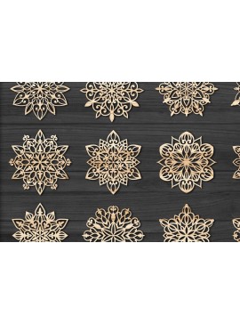 Σετ των 3 Intra απο ξύλο plywood 3mm-4mm πάχος Χριστουγεννιάτικα στολίδια νιφάδας χιονιού 104 Δίασταση 8x8 cm INTRAFABR-78695014