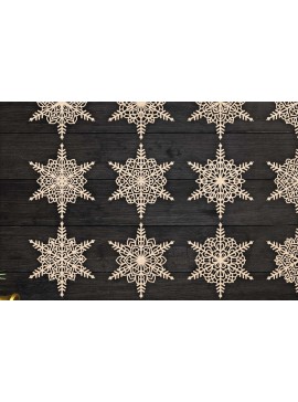 Σετ των 3 Intra απο ξύλο plywood 3mm-4mm πάχος Χριστουγεννιάτικα στολίδια νιφάδας χιονιού 107 Δίασταση 8x8 cm INTRAFABR-79022956