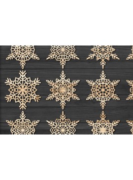 Σετ των 3 Intra απο ξύλο plywood 3mm-4mm πάχος με χριστουγεννιάτικα στολίδια Snowflake 57 Δίασταση 8x8 cm INTRAFABR-77827684