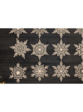 Σετ των 3 Intra απο ξύλο plywood 3mm-4mm πάχος με χριστουγεννιάτικα στολίδια Snowflake 59 Δίασταση 8x8 cm INTRAFABR-77828061