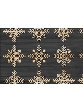 Σετ των 3 Intra απο ξύλο plywood 3mm-4mm πάχος Χριστουγεννιάτικα στολίδια Snowflake 65 Δίασταση 8x8 cm INTRAFABR-77829287