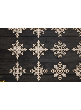 Σετ των 3 Intra απο ξύλο plywood 3mm-4mm πάχος Χριστουγεννιάτικα στολίδια νιφάδας χιονιού 66 Δίασταση 8x8 cm INTRAFABR-77829383