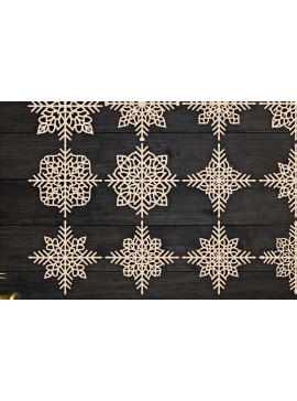 Σετ των 3 Intra απο ξύλο plywood 3mm-4mm πάχος Χριστουγεννιάτικα στολίδια νιφάδας χιονιού 67 Δίασταση 8x8 cm INTRAFABR-77829540