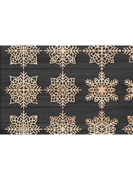 Σετ των 3 Intra απο ξύλο plywood 3mm-4mm πάχος Χριστουγεννιάτικα στολίδια Snowflake 68 Δίασταση 8x8 cm INTRAFABR-77829641