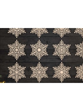 Σετ των 3 Intra απο ξύλο plywood 3mm-4mm πάχος Χριστουγεννιάτικα στολίδια νιφάδας χιονιού 73 Δίασταση 8x8 cm INTRAFABR-77831405