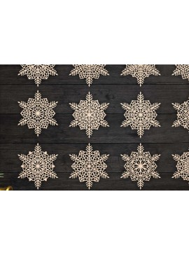 Σετ των 3 Intra απο ξύλο plywood 3mm-4mm πάχος Χριστουγεννιάτικα στολίδια Snowflake 85 Δίασταση 8x8 cm INTRAFABR-78025389