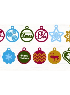 Σετ των 3 Intra απο ξύλο plywood 3mm-4mm πάχος Χριστουγεννιάτικα στολίδια Δίασταση 8x8 cm INTRAFABR-51588419