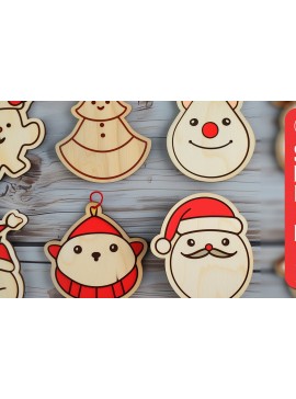 Σετ των 3 Intra απο ξύλο plywood 3mm-4mm πάχος Χριστουγεννιάτικα στολίδια Cut File Δίασταση 8x8 cm INTRAFABR-100116848